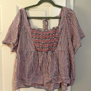 Striped Red and White Women's Top